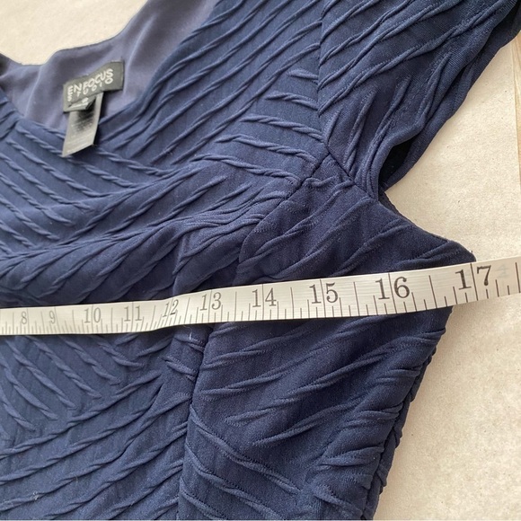 Enfocus Studio Navy Blue Strech Midi Dress Textured size 6 - Picture 10 of 12
